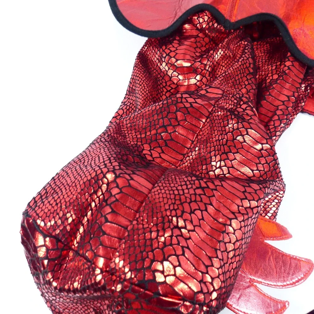 Thrills & Chills Red Dragon Pet Dog Costume Metallic Foil Scales XL Halloween